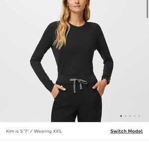 Figs Black Fitted Long Sleeve Tee